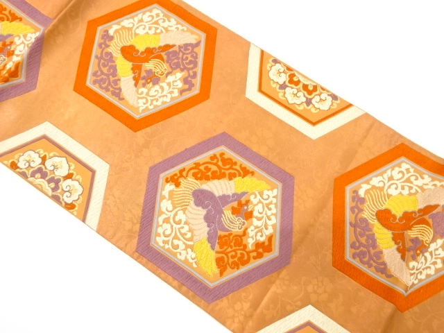 亀甲に鳳凰模様織り出し袋帯